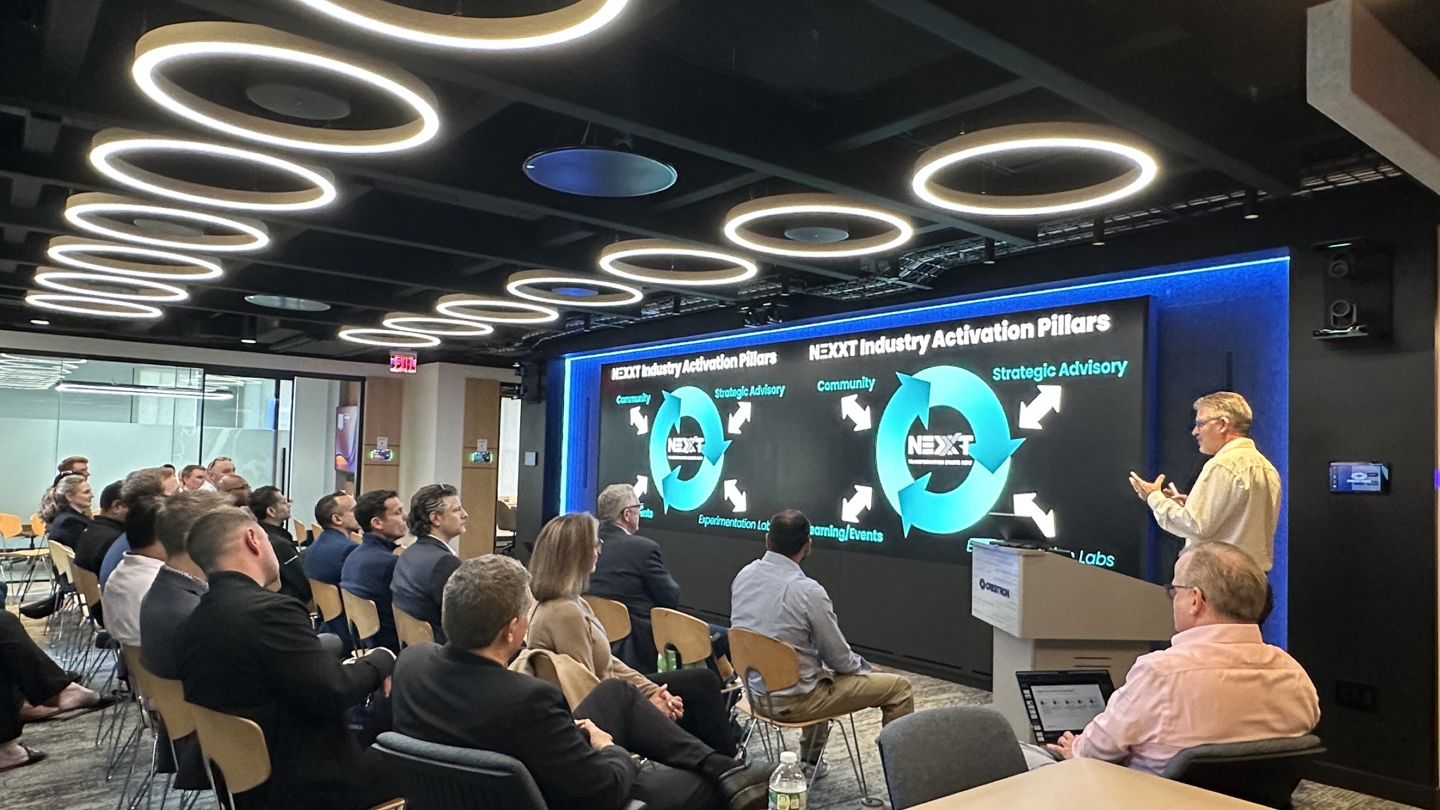 Byron speaking to the audience at FForward New York